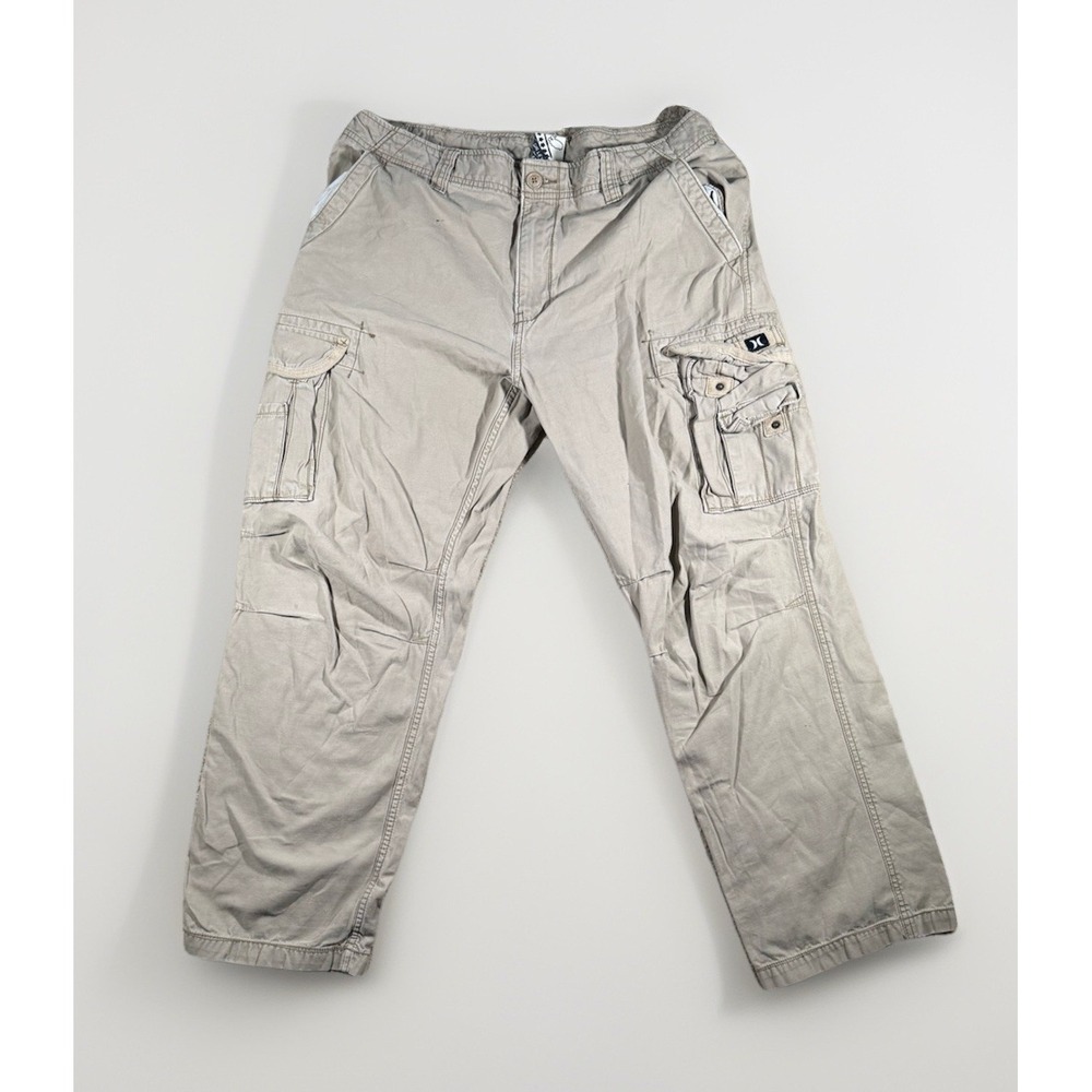 Vtg Y2k Hurley Pants Mens 36x32 Beige Utility Baggy Cargo